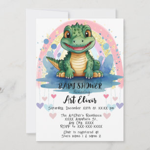 Alligator-Pastell-Regenbogen-Herzen Buntes Druckmu Einladung