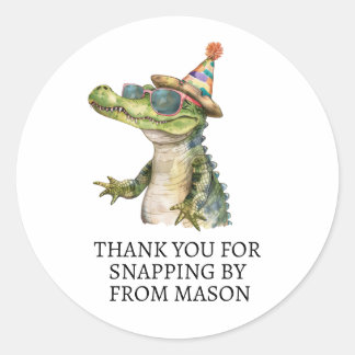 Alligator personalisiert Party Aufkleber Danke