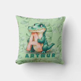Alligator Pillow – Jungle Letter A – Custom Name  Kissen