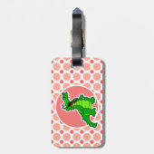 Alligator; Pink & Coral Polka Dots Gepäckanhänger (Rückseite vertikal)