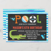 Alligator-Pool-Geburtstagsfeier Einladung (Vorne/Hinten)