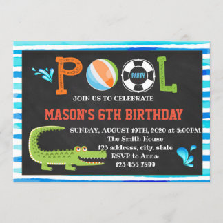 Alligator-Pool-Geburtstagsfeier Einladung