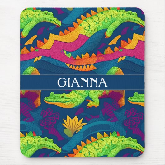 Alligator Rainbow Personalisiertes Muster Mousepad (Vorne)