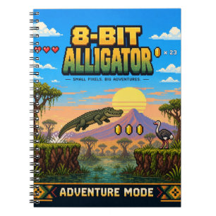 Alligator, Retro-8-Bit-Pixel-Art Notizblock