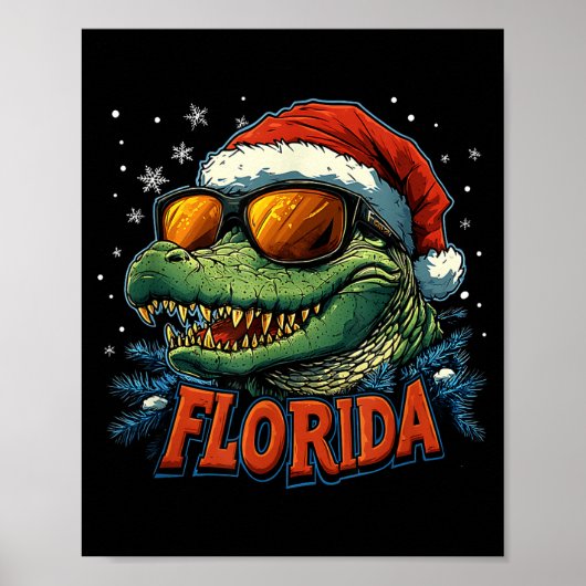 Alligator Santa Funny Florida Holiday Christmas Xm Poster (Vorne)