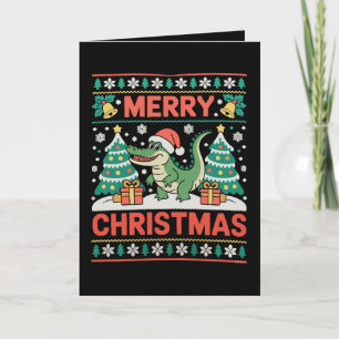 Alligator Santa Hut hässlicher Sweater Weihnachtsb Karte