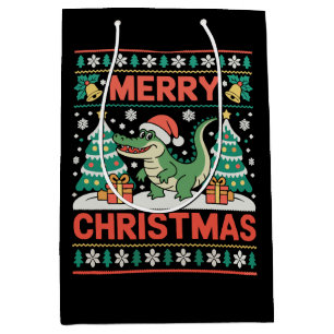 Alligator Santa Hut hässlicher Sweater Weihnachtsb Mittlere Geschenktüte