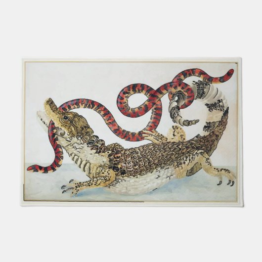 Alligator & Schlange, Text hinzufügen Doormat Fußmatte (Vorderseite)