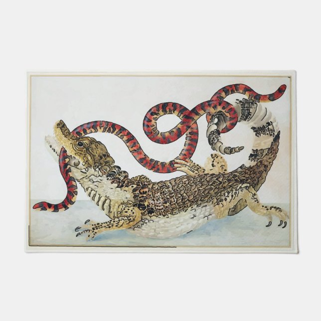 Alligator & Schlange, Text hinzufügen Doormat Fußmatte (Vorderseite)