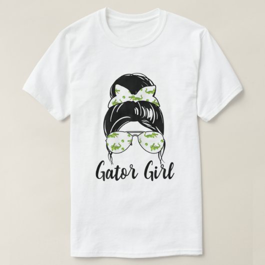Alligator Shirt Florida Gator Girl Messy Bun Croco (Design vorne)
