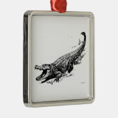 Alligator Silbernes Ornament (Rechts)