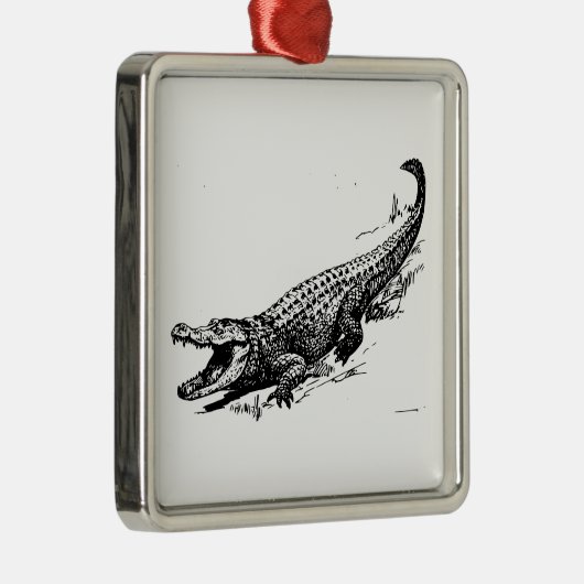 Alligator Silbernes Ornament (Rechts)