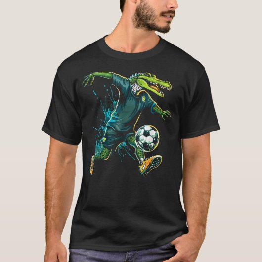 Alligator Soccer Player Sports Fan Animal Lover Cr T-Shirt (Vorderseite)
