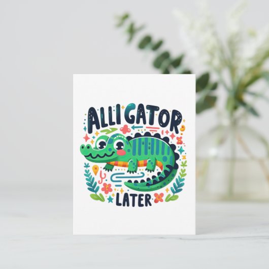 Alligator später postkarte (Stehend Vorderseite)