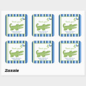 Alligator Square Gefälligkeitskleber - Blau/Grün Quadratischer Aufkleber (Blatt)