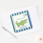 Alligator Square Gefälligkeitskleber - Blau/Grün Quadratischer Aufkleber (Umschlag)