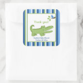 Alligator Square Gefälligkeitskleber - Blau/Grün Quadratischer Aufkleber (Tasche)