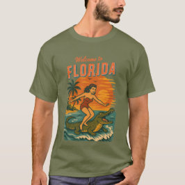 Alligator Surfen Küstenleben Grafik Retro Surf T-Shirt