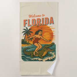 Alligator Surfen Strand Pin-up Retro Küsten-Gator Strandtuch