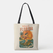 Alligator Surfer Beach Pin-Up | Retro Coastal Surf Tasche (Rückseite)