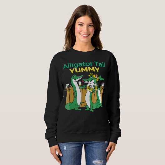 Alligator Tail Drinking Teams Bar Humorous Sweatshirt (Vorne ganz)