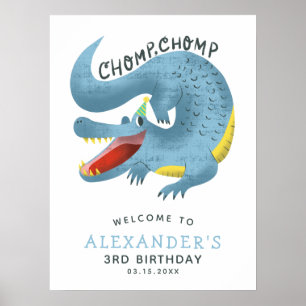 Alligator Theme Boys Geburtstagsparty Begrüßungsze Poster