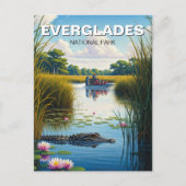 Alligator und Airboat Everglades National Park Postkarte (Vorderseite)
