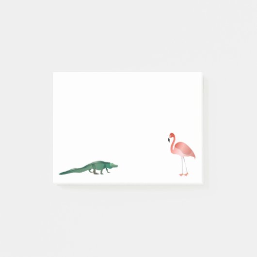 Alligator und Flamingo Post-it Klebezettel (Vorderseite)