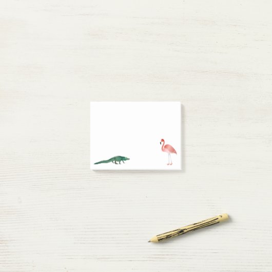 Alligator und Flamingo Post-it Klebezettel (Auf Schreibtisch)