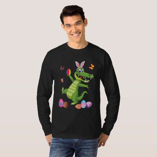 Alligator und Hasen-Hase Ostereier Happy D T-Shirt (Vorne ganz)
