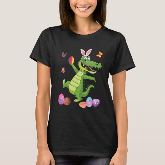 Alligator und Hasen-Hase Ostereier Happy D T-Shirt (Vorderseite)