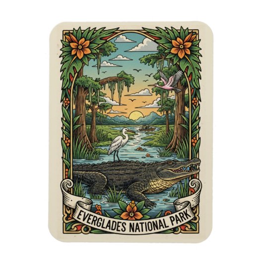 Alligator und Luftboot Everglades-Nationalpark Magnet (Vertikal)