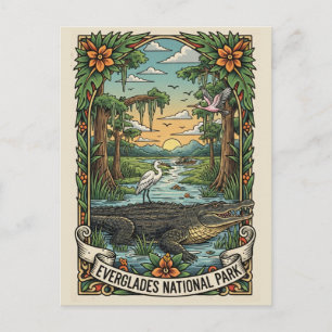 Alligator und Luftboot Everglades Nationalpark Postkarte