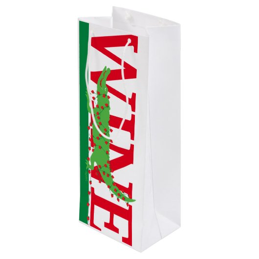 Alligator Valentine Weinbeutel Geschenktüte Für Weinflaschen (Rückseite Schrägansicht)