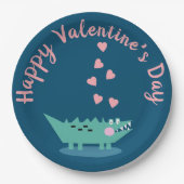 Alligator-Valentinstag hören rosa Pappteller (Vorderseite)