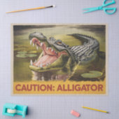 Alligator Vorsicht Illustration Vintage Entkopplun Seidenpapier (Basteln)