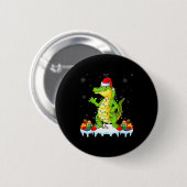 Alligator Wearing Xmas Lights Santa Hat Alligator Button (Vorne & Hinten)