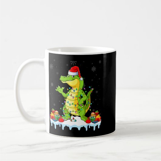 Alligator Wearing Xmas Lights Santa Hat Alligator  Kaffeetasse (Links)