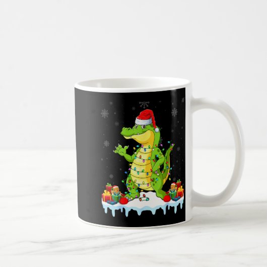 Alligator Wearing Xmas Lights Santa Hat Alligator Kaffeetasse (Rechts)
