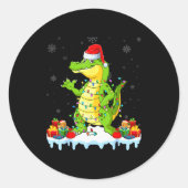 Alligator Wearing Xmas Lights Santa Hat Alligator Runder Aufkleber (Vorderseite)