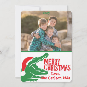 Alligator Weihnachts benutzerdefinierte Fotokarte Feiertagskarte