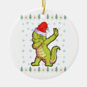 Alligator Weihnachts-Shirt Weihnachtsmannmütze Kro Keramik Ornament (Vorne)