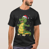 Alligator Weihnachts-Weihnachtsmannmütze Lighting T-Shirt (Vorderseite)