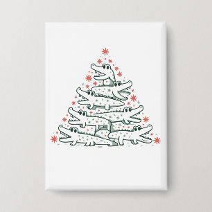 Alligator Weihnachtsbaum Lustiges Krokodil Florida Button