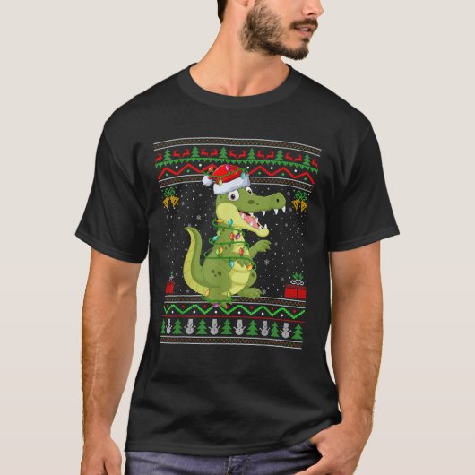 Alligator Weihnachtslicht Weihnachtsweihe Weihnach T-Shirt (Vorderseite)