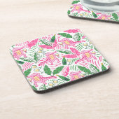 Alligator Wine Pink Green Preppy Getränkeuntersetzer (Linke Seite)