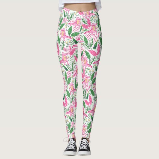 Alligator Wine Pink Green Preppy Leggings (Vorderseite)
