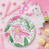 Alligator Wine Pink Green Preppy Pappteller (Party)