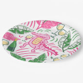 Alligator Wine Pink Green Preppy Pappteller (Schrägansicht)