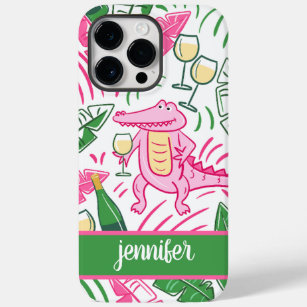 Alligator Wine Pink Green Preppy Personalisiert Case-Mate iPhone 14 Pro Max Hülle